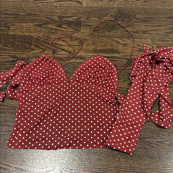 Polka Dot Halter Top in Red - Picture 2 of 3